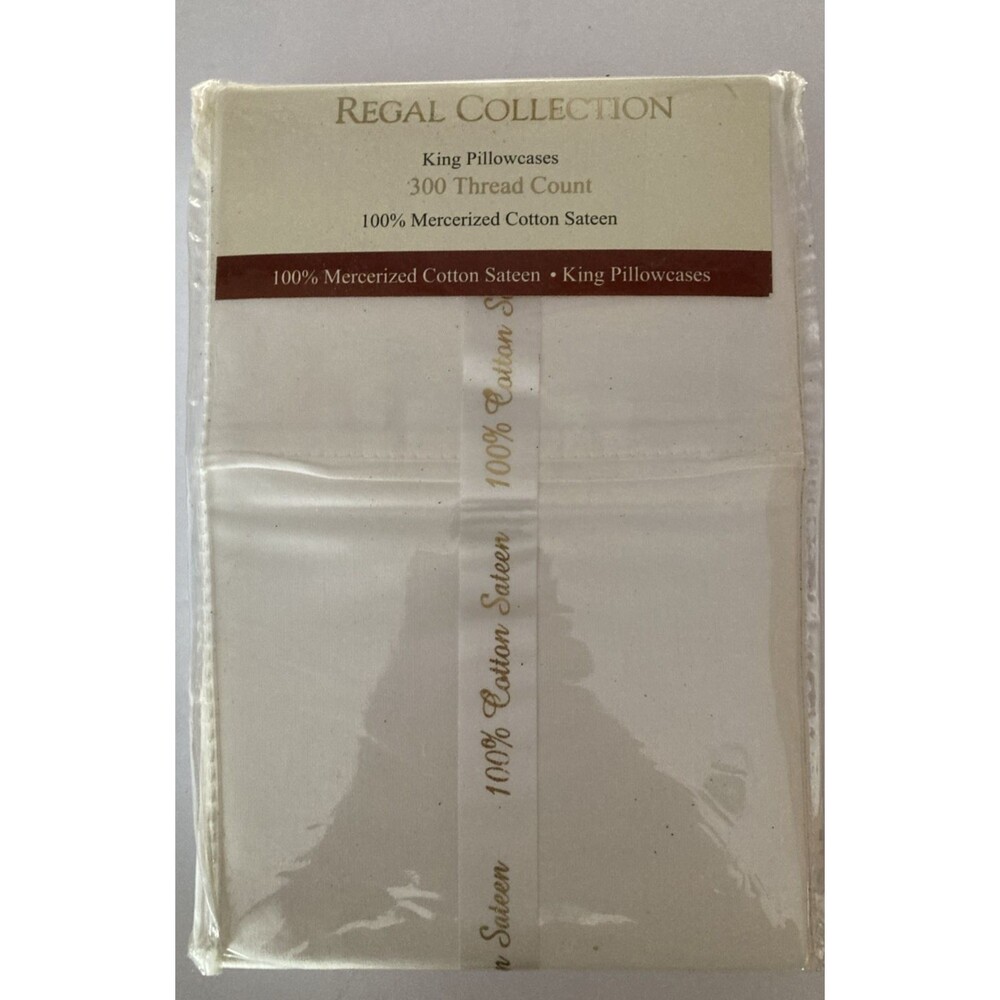 Regal Collection Two King 100% Mercerized Cotton Pillowcases 300 Thread Count